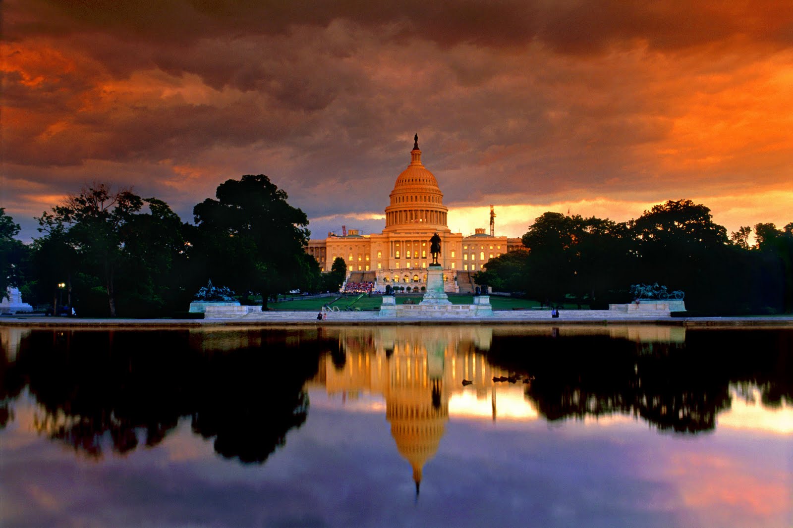 A view of the capitol building from across the river.